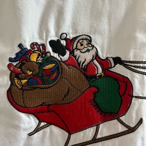 Vintage Talbots Santa Sleigh Embroidered Button Down Shirt sz M - Picture 4 of 6